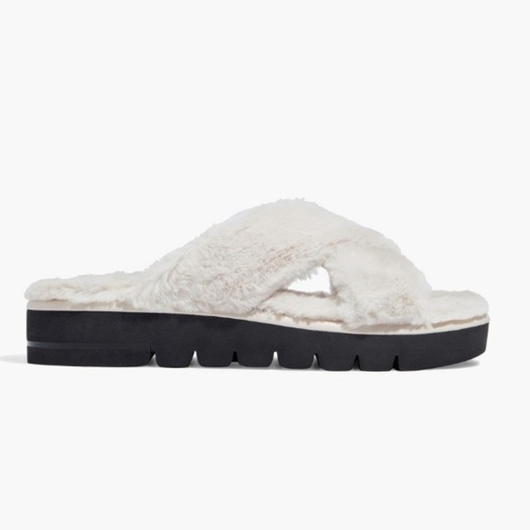 STUART WEITZMAN Roza Lift Chill Faux Fur Platform Slides - Women’s Size 37.5 EU - Picture 3 of 10